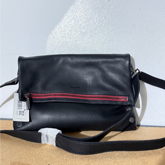 NWT Hammitt Large VIP Black Leather Crossbody Bag with Red Accent